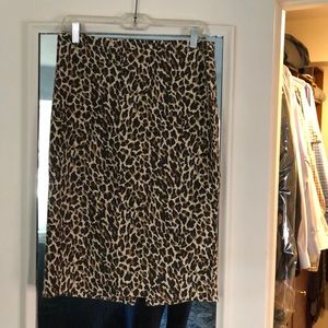 J Crew leopard print pencil skirt